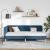 Cadru de pat colțar cu headboard albastru 90 x 190 cm țesătură GartenMobel Dekor