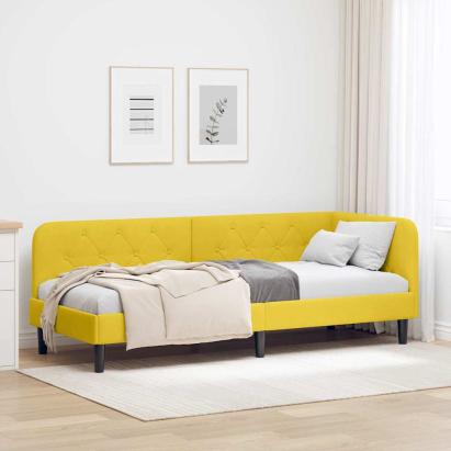 Cadru de pat colțar cu headboard Galben 80 x 200 cm Catifea GartenMobel Dekor