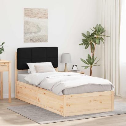 Cadru de pat cu tăblie tapițată cu headboard Negru 80 x 200 cm GartenMobel Dekor