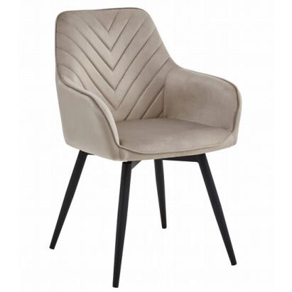 Scaun stil fotoliu bucatarie/living, Artool, Nana, rotativ, catifea, metal, bej inchis si negru, 56x61x83.5 cm GartenVIP DiyLine