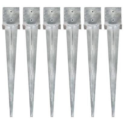 Țăruși de sol, 6 buc., argintiu, 14x14x91 cm, oțel galvanizat GartenMobel Dekor