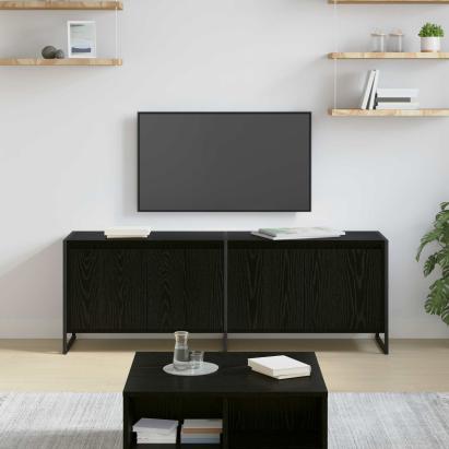 Cabinet TV Stejar Negru 140 x 36 x 49.5 cm Lemn compozit GartenMobel Dekor