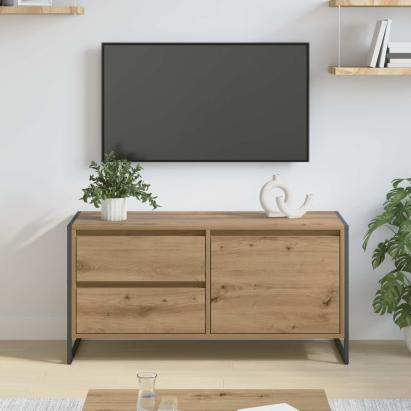 Cabinet TV Stejar artizanal 100 x 36 x 49.5 cm Lemn compozit GartenMobel Dekor