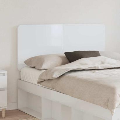 Tăblie cap cu headboard Alb Lucios 135 cm Lemn compozit GartenMobel Dekor