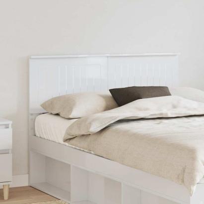 Tăblie cap cu headboard Alb Lucios 135 cm Lemn compozit GartenMobel Dekor