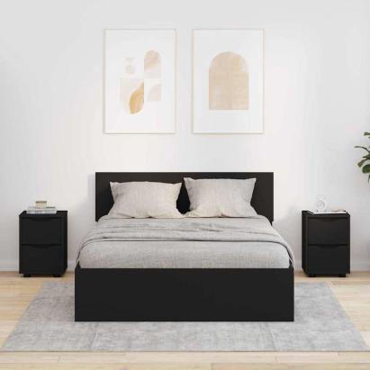 Mese de noptieră 2 pcs Negru 30,5 x 30 x 43 cm Lemn compozit GartenMobel Dekor