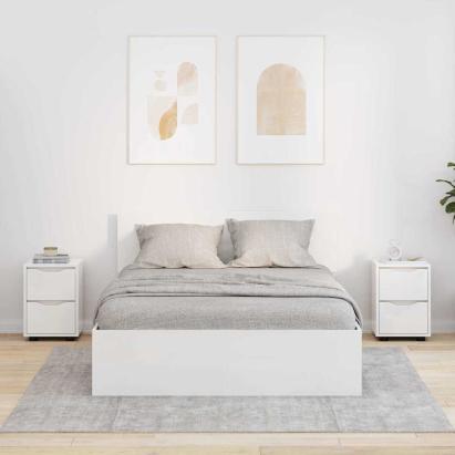 Mese de noptieră cu sertar 2 pcs Alb lucios 30,5 x 30 x 43 cm GartenMobel Dekor