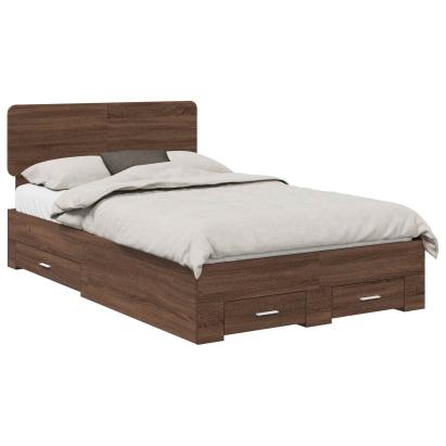 Cadru de pat cu sertar Stejar închis 135 x 190 cm Lemn compozit GartenMobel Dekor