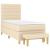 Pat box spring cu saltea, crem, 90x190 cm, textil GartenMobel Dekor