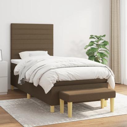 Pat box spring cu saltea, maro închis, 90x200 cm, textil GartenMobel Dekor