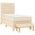 Pat box spring cu saltea, crem, 90x200 cm, textil GartenMobel Dekor