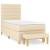 Pat box spring cu saltea, crem, 100x200 cm, textil GartenMobel Dekor