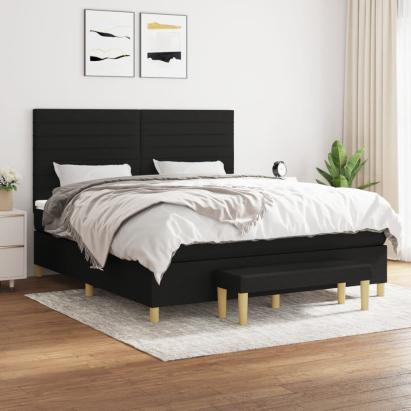Pat box spring cu saltea, negru, 180x200 cm, catifea GartenMobel Dekor