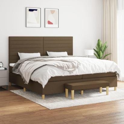 Pat box spring cu saltea, maro închis, 200x200 cm, textil GartenMobel Dekor