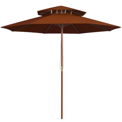 Umbrelă de soare dublă, stâlp din lemn, cărămiziu, 270 cm GartenMobel Dekor