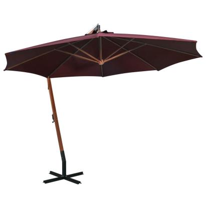Umbrelă suspendată cu stâlp, roșu bordo, 3,5x2,9 m, lemn brad GartenMobel Dekor