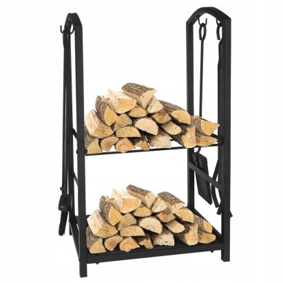 Suport metalic pentru lemne de foc cu 4 accesorii, 74x40x30 cm, negru Household NewTrend