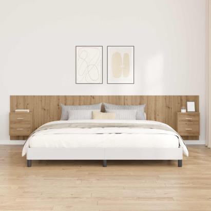 Tăblie cu Noptieră 3 pcs Stejar Artizanal Lemn compozit GartenMobel Dekor