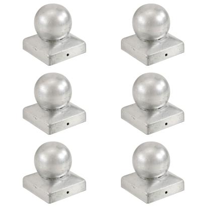 Capace stâlpi tip glob, 6 buc., 71 x 71 mm, metal galvanizat GartenMobel Dekor