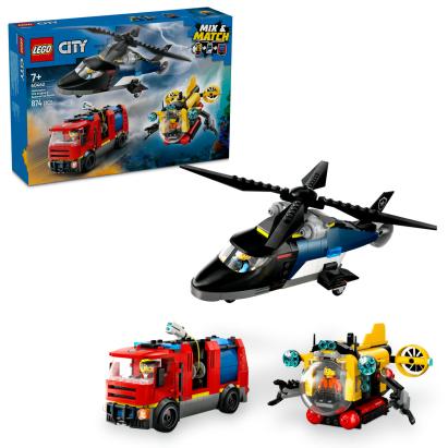 LEGO Elicopter, camion de pompieri si submarin remixate Quality Brand