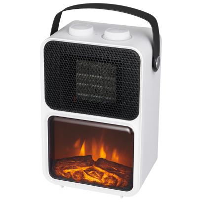 Semineu electric cu efect de flacara, 600-1200 W, 14x21x36 cm, alb Household NewTrend