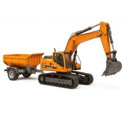Set utilaje construction RC cu excavator si basculanta, lumini si abur, telecomanda, 3 accesorii incluse Household NewTrend