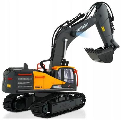 Excavator RC cu senile pentru copii, lumini si brat functional, telecomanda, incarcare USB, 32x30x12 cm Household NewTrend