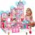 Casa de papusi pentru copii cu 374 piese, animale, mobilier si accesorii, 80x60x50 cm, roz Household NewTrend