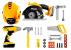 Set unelte pentru copii cu bormasina, fierastrau, casca luminata si vesta de constructor, 29x27x21 cm Household NewTrend