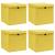 Cutii depozitare cu capace 4 buc., galben, 32x32x32 cm, textil GartenMobel Dekor
