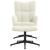 Scaun de relaxare cu taburet, alb crem, catifea GartenMobel Dekor