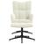 Scaun de relaxare cu taburet, alb crem, catifea GartenMobel Dekor