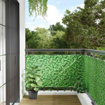 Paravan de balcon cu aspect de plantă, verde, 600x75 cm, PVC GartenMobel Dekor