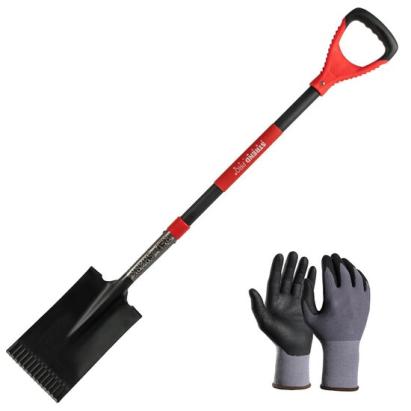 Set harlet, cazma, drept, capat zimtat, maner fibra sticla, 115 cm, cu manusi, RedShark GartenVIP DiyLine