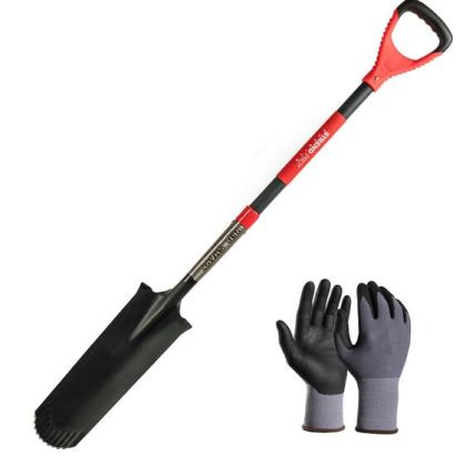 Set harlet, cazma, ingust, varf zimtat, maner fibra sticla, 128 cm, cu manusi, RedShark GartenVIP DiyLine