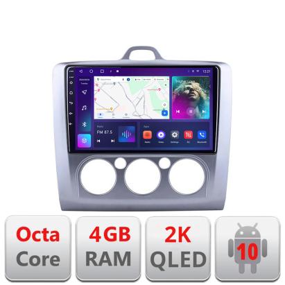 Navigatie Ford Focus clima manuala C-140-manual Android Octa Core Ecran 2K QLED GPS 4G 4+32GB 360 KIT-140-manual+EDT-E409-2K CarStore Technology