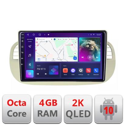 Navigatie Fiat 500 intre anii 2007-2015 Android Octa Core Ecran 2K QLED GPS 4G 4+32GB 360 KIT-fiat500+EDT-E409-2K CarStore Technology