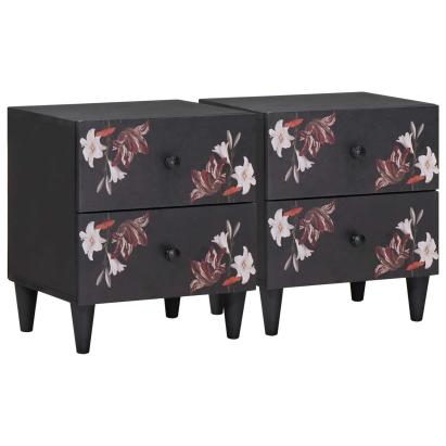 Noptieră 2 pcs Maro 40 x 33,5 x 46 cm Lemn de mango solid GartenMobel Dekor