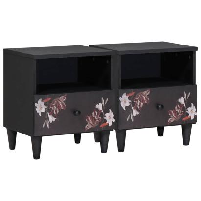 Noptieră 2 pcs Maro 40 x 33 x 46 cm Lemn de mango solid GartenMobel Dekor