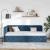 Cadru de pat colțar cu headboard albastru 100 x 200 cm țesătură GartenMobel Dekor