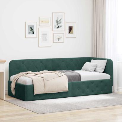 Cadru de pat colțar Verde închis 80 x 200 cm Catifea GartenMobel Dekor