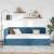 Cadru de pat colțar cu headboard albastru 90 x 190 cm Catifea GartenMobel Dekor