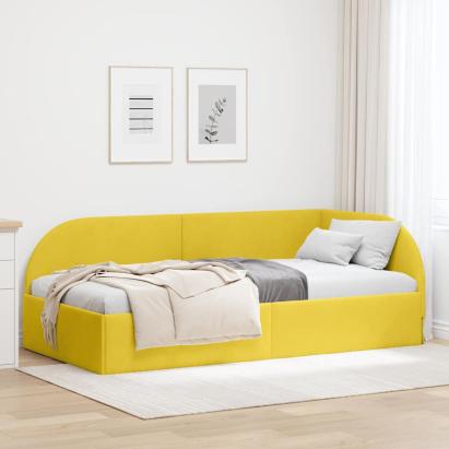 Cadru de pat colțar cu headboard Galben 80 cm x 200 cm țesătură GartenMobel Dekor