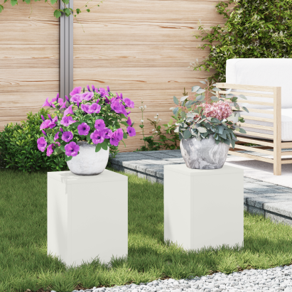 Suport pentru plante 2 pcs Alb 24 x 24 x 35 cm Oțel GartenMobel Dekor