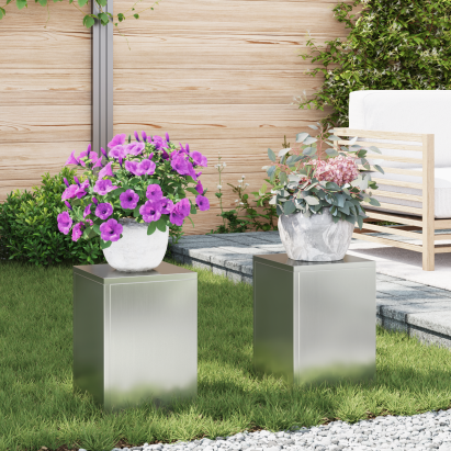 Suport pentru plante 2 pcs Argintiu 24 x 24 x 35 cm GartenMobel Dekor