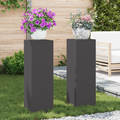 Suport pentru plante 2 pcs Negru 24 x 24 x 75 cm Oțel GartenMobel Dekor
