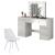 Set masa de toaleta/machiaj Vanessa + scaun Mark, sertare alb lucios, cu oglinda si LED-uri, Vanessa, 130x43x143 cm GartenVIP DiyLine