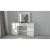 Set masa de toaleta/machiaj Vanessa + scaun Mark, sertare alb lucios, cu oglinda si LED-uri, Vanessa, 130x43x143 cm GartenVIP DiyLine