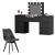 Set masa de toaleta/machiaj Antonia + scaun Mark, negru, cu oglinda si LED-uri, 155x42x135 cm GartenVIP DiyLine