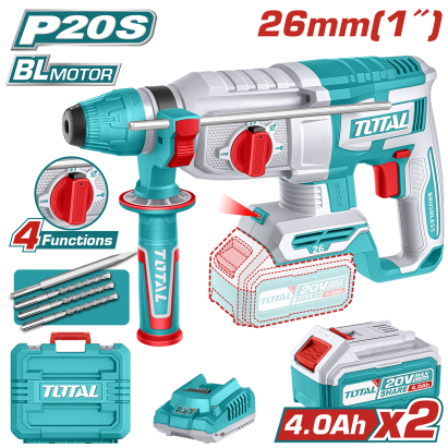 TOTAL - CIOCAN ROTOPERCUTOR - 2,5J - 20V - LI-ION (INCLUDE 2 ACUMULATORI SI INCARCATOR) PowerTool TopQuality